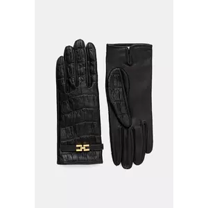 Elisabetta Franchi manusi de piele culoarea negru, GU05R56E2 imagine