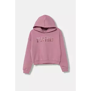 United Colors of Benetton bluză copii culoarea roz, cu glugă, cu imprimeu, 39M2C205E imagine