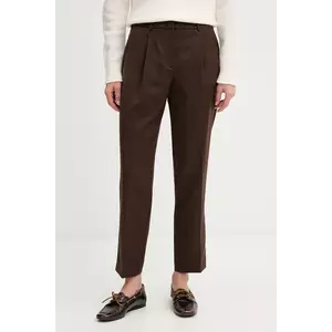 Weekend Max Mara pantaloni din lână CALDAIA culoarea maro, fason chinos, high waist, 2525136152600 imagine