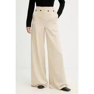 MAX&Co. pantaloni culoarea bej, lat, high waist, 2526136124200 imagine
