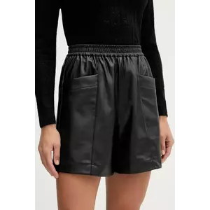 United Colors of Benetton pantaloni scurți culoarea negru, uni, high waist, 4M3CD9029 imagine