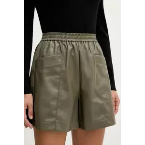 United Colors of Benetton pantaloni scurți culoarea verde, uni, high waist, 4M3CD9029 imagine