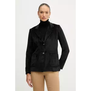 United Colors of Benetton sacou din velur culoarea negru, un singur rand de nasturi, uni, 2Q5GDW03I imagine