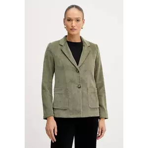 United Colors of Benetton sacou din velur culoarea verde, un singur rand de nasturi, uni, 2Q5GDW03I imagine