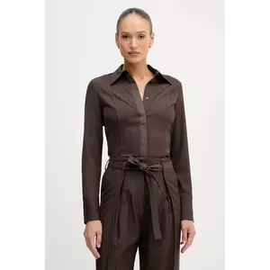 Sisley cămașă culoarea maro, cu guler clasic, regular, 5SLFLQ0A0 imagine