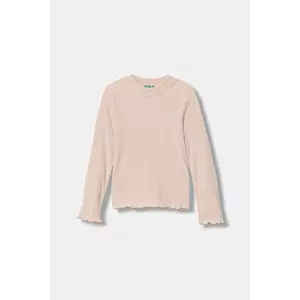 United Colors of Benetton longsleeve copii culoarea roz, cu turtleneck, 381PG10LB imagine
