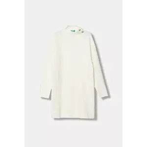 United Colors of Benetton rochie din amestec de lână pentru copii culoarea bej, mini, drept, 12B9CV007 imagine