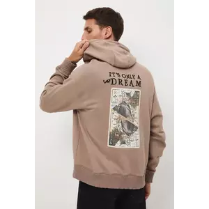 Medicine hanorac de bumbac culoarea maro, cu glugă, modelator imagine