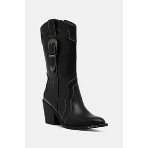 Buffalo cizme West Bootie Buckle culoarea negru, cu toc drept, 1221052-BLK imagine