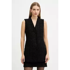 BOSS vestă din amestec de lână culoarea negru, un singur rând de nasturi, 50549128 imagine