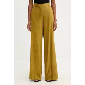 Haveone pantaloni culoarea verde, lat, high waist, PCB-P033 imagine