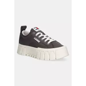 Tommy Jeans sneakers din piele TJW VULC FLATFORM LEATHER culoarea maro, EN0EN03008 imagine