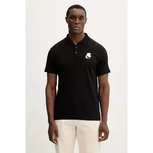 Karl Lagerfeld tricou polo culoarea negru, cu imprimeu, 554235.745401 imagine