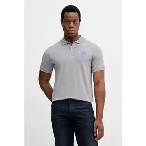 Karl Lagerfeld tricou polo culoarea gri, cu imprimeu, 554235.745401 imagine