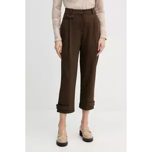 Pedro del Hierro pantaloni culoarea maro, fason chinos, high waist, 7602505 imagine