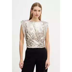 BOSS Orange bluză culoarea auriu, cu imprimeu, 50548318 imagine