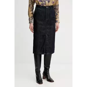 Sisley fustă jeans culoarea bleumarin, midi, drept, 447ZL002U imagine