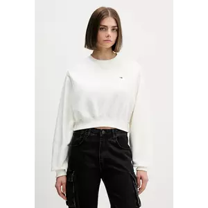 Tommy Jeans hanorac de bumbac culoarea alb, uni, DW0DW21831 imagine