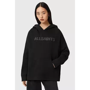AllSaints hanorac de bumbac culoarea negru, cu glugă, cu imprimeu, W118JD imagine