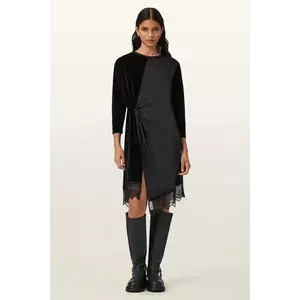 AllSaints rochie de catifea culoarea negru, mini, drept, W211DD imagine