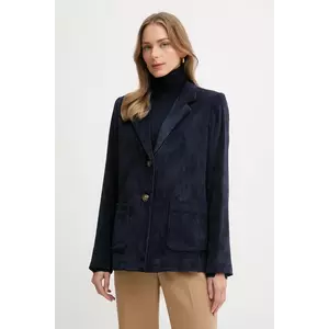 United Colors of Benetton sacou din velur culoarea bleumarin, un singur rand de nasturi, uni, 2Q5GDW03I imagine