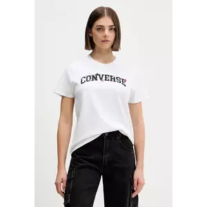 Converse tricou din bumbac culoarea alb, CVW5T026 imagine