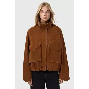 AllSaints geacă din piele întoarsă culoarea maro, de tranziție, W087LD imagine