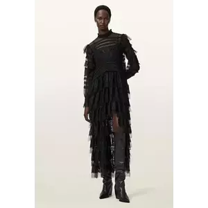 AllSaints rochie culoarea negru, maxi, drept, W182DD imagine