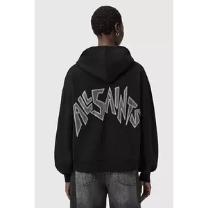 AllSaints hanorac de bumbac culoarea negru, cu glugă, cu imprimeu, W090JD imagine