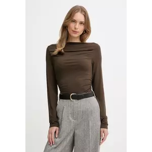 United Colors of Benetton longsleeve culoarea maro, 37UKD10BA imagine