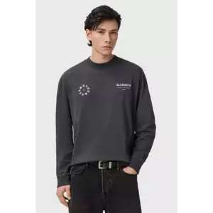 AllSaints longsleeve din bumbac culoarea gri, cu imprimeu, M043PD imagine