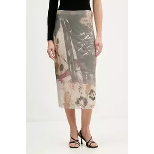 Desigual fustă COLLAGE culoarea maro, midi, drept, 25WWFK05 imagine