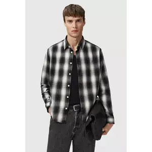 AllSaints cămașă din bumbac culoarea negru, cu guler clasic, regular, M070SD imagine