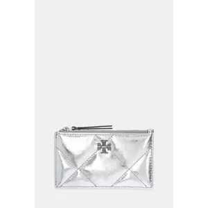 Tory Burch portofel de piele Kira Diamond culoarea argintiu, 175012-040 imagine