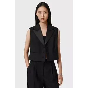 AllSaints vestă din amestec de lână culoarea negru, un singur rând de nasturi, W053QD imagine
