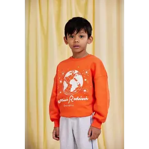 Mini Rodini hanorac de bumbac pentru copii Mini Rodini society culoarea portocaliu, cu imprimeu, 26120148 imagine