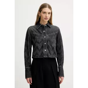 BOSS Orange cămașă jeans culoarea gri, cu guler clasic, regular, 50548445 imagine