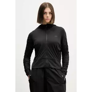 adidas Originals bluză Ruched culoarea negru, cu glugă, uni, JW2807 imagine