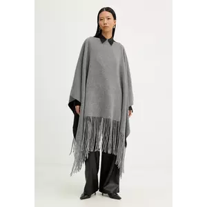 Liviana Conti poncho de lână culoarea gri, călduros, A5WF58 imagine
