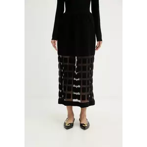 Liviana Conti fustă de lână culoarea negru, midi, evazați, L5WA78 imagine