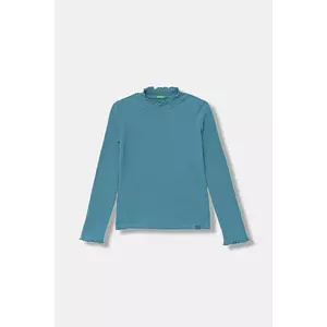 United Colors of Benetton longsleeve copii culoarea verde, cu turtleneck, 381PC10RC imagine