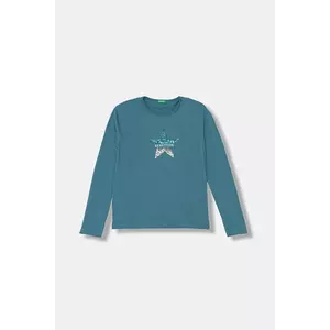 United Colors of Benetton longsleeve din bumbac pentru copii culoarea verde, 3ATNC10RG imagine