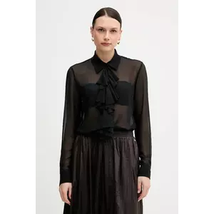 Sisley cămașă culoarea negru, cu guler clasic, regular, 5NOXLQ09T imagine