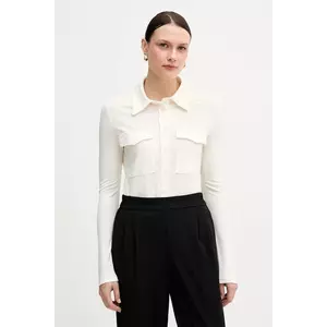 Sisley cămașă culoarea bej, cu guler clasic, regular, 54HXLQ09M imagine