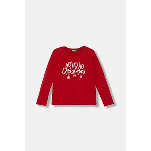 United Colors of Benetton longsleeve din bumbac pentru copii culoarea roșu, 3ATNC10RB imagine