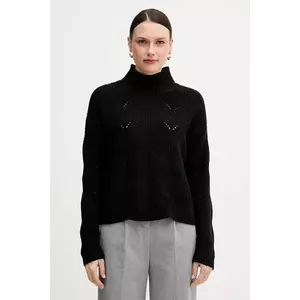 United Colors of Benetton pulover din amestec de lână culoarea negru, light, cu turtleneck, 1FDFD10F2 imagine