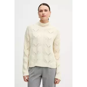 United Colors of Benetton pulover din amestec de lână culoarea bej, light, cu turtleneck, 1FDFD10F2 imagine