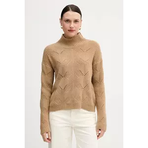 United Colors of Benetton pulover din amestec de lână culoarea bej, light, cu turtleneck, 1FDFD10F2 imagine
