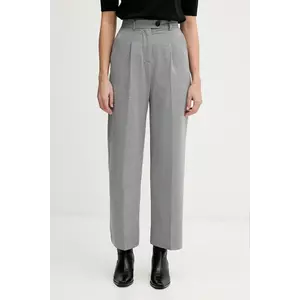 United Colors of Benetton pantaloni culoarea gri, lat, high waist, 4QIKDF0AC imagine