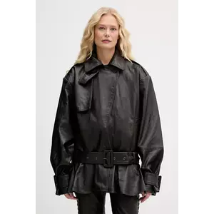 Rotate geacă de piele culoarea maro, de tranziție, 1158171667 imagine